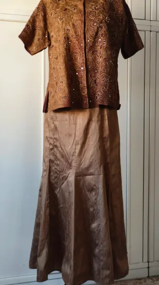 Gonna lunga seta grezza bronzotg.M piccola