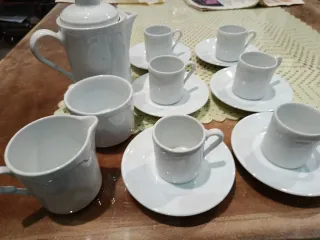 Juego café porcelana blanco