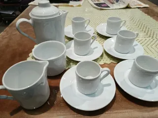 Juego café porcelana blanco