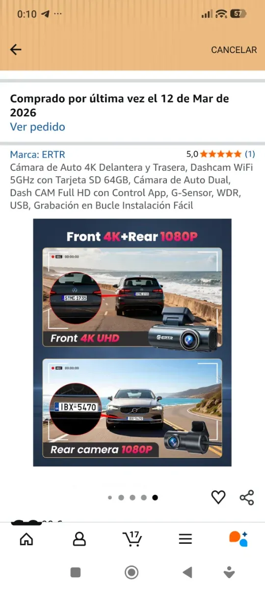 Cámara Dashcam ERT 4K Delantera y Trasera afbeelding 4