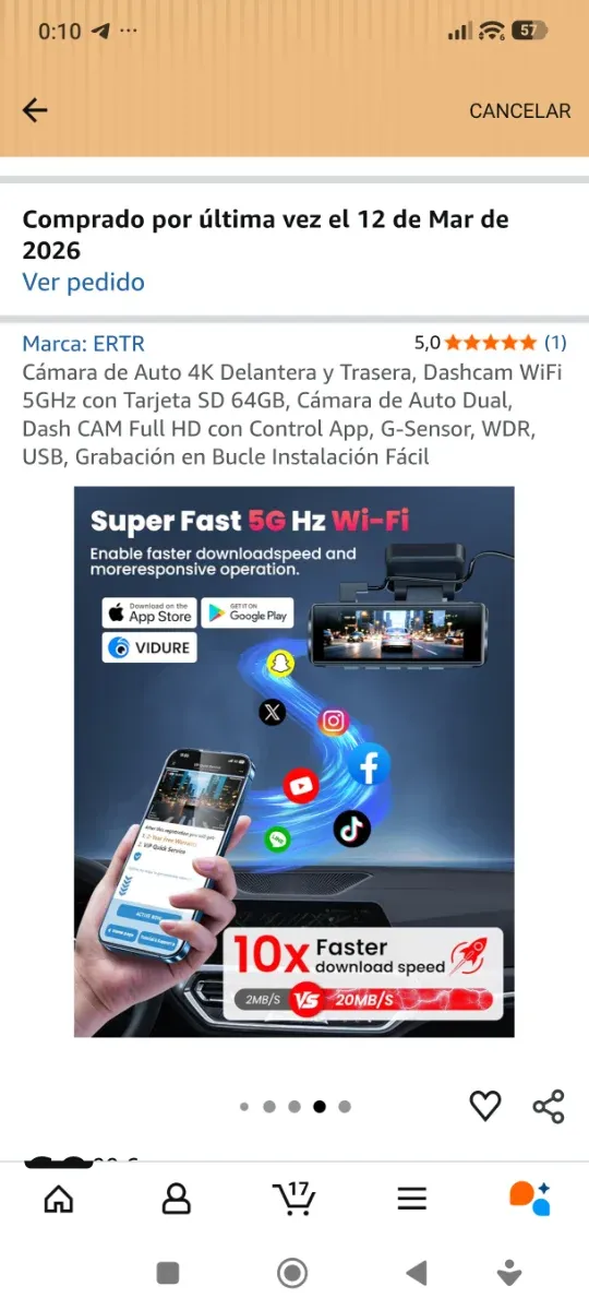 Cámara Dashcam ERT 4K Delantera y Trasera afbeelding 5