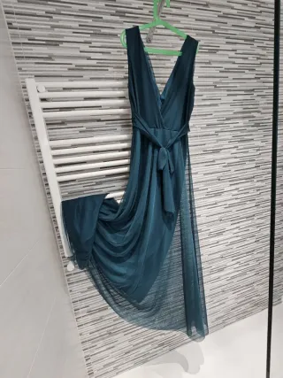 Vestido fiesta verde petróleo para graduación