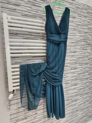 Vestido fiesta verde petróleo para graduación