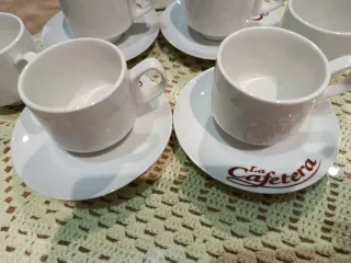 Juego de café de porcelana blanco