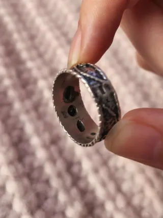 Anillo Plata con Piedras Negras