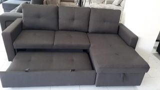 Sofá Cama Pau Negro y Gris Claro