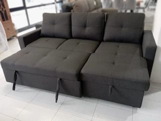 Sofá Cama Pau Negro y Gris Claro