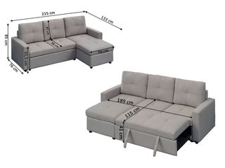 Sofá Cama Pau Negro y Gris