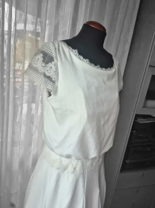 Vestido de Novia Talla 46 Color blanco roto