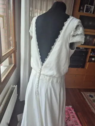Vestido de Novia Talla 46 Color blanco roto