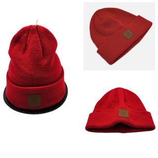 Lote 2 Gorros Beanie Unisex Rojo y Beige