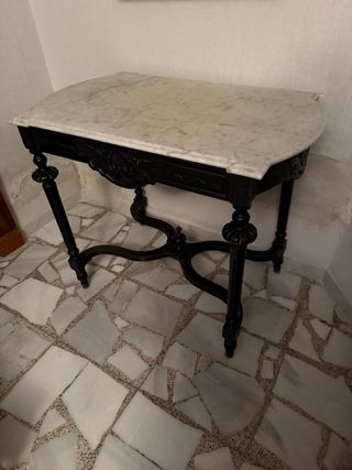 Mesa antigua mármol y madera negra