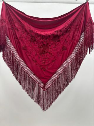 Mantón Flamenco Burdeos Bordado