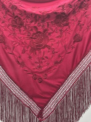 Mantón Flamenco Burdeos Bordado