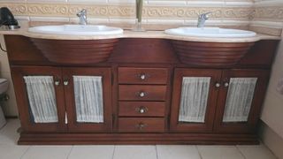 Mueble de baño doble seno madera y mármol