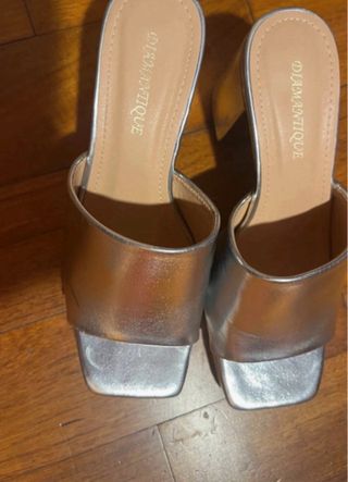 Sabot Mules Piattaforma Argento Tg 36