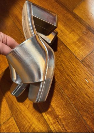 Sabot Mules Piattaforma Argento Tg 36