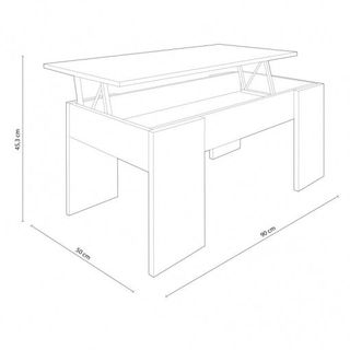 Mesa centro elevable blanca