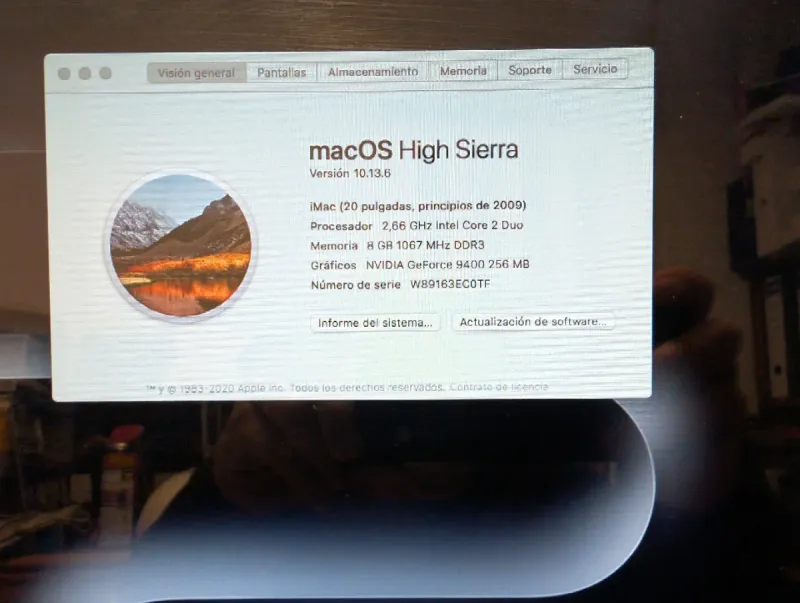 iMac 2009 Principios 20 macOS High Sierra