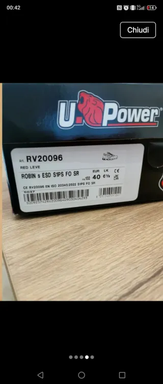 Scarpe U-Power Antinfortunistiche Tg 40