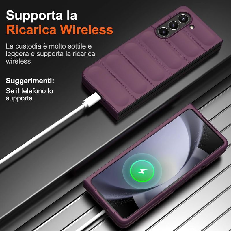 Funda Samsung Z Fold 5 de silicona violeta oscuro.E32 afbeelding 3