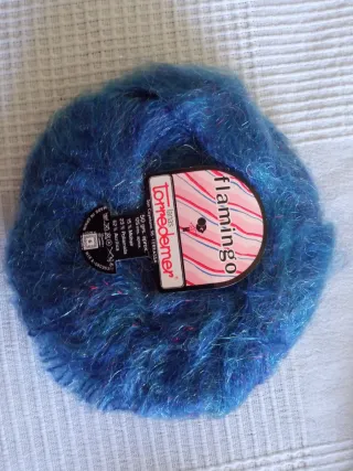 9 ovillos de lana Torredemer Flamingo azul