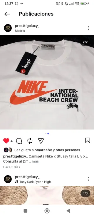 Camiseta Nike x Stussy Talla L y XL