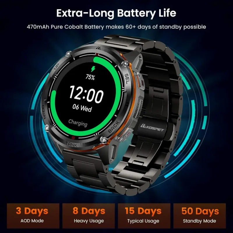 Kospet Tank 3 Ultra 2 Smartwatch Negro/Naranja afbeelding 3