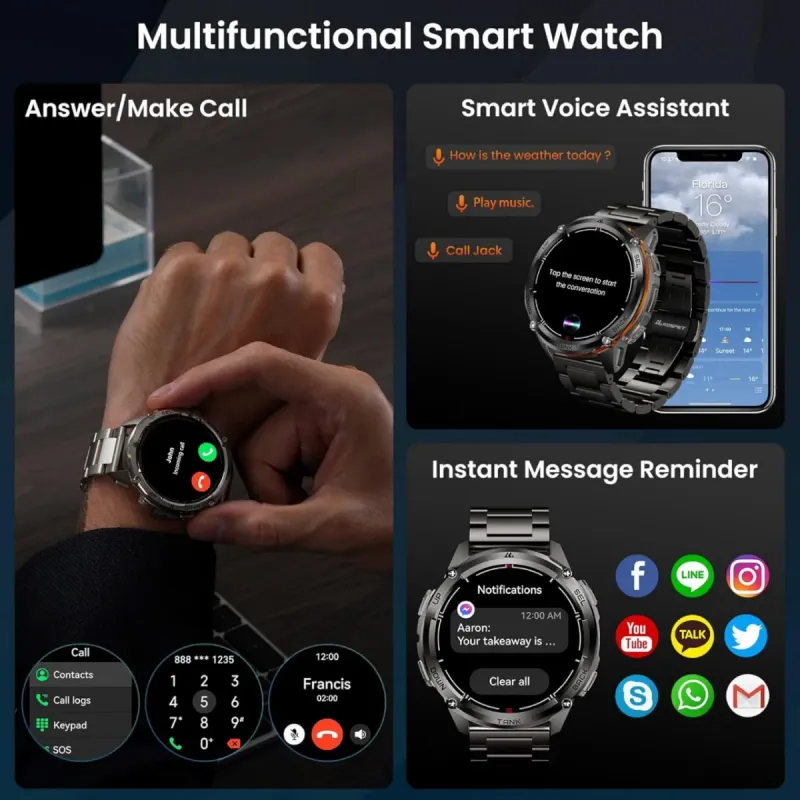 Kospet Tank 3 Ultra 2 Smartwatch Negro/Naranja afbeelding 6