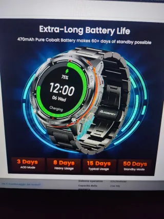 Kospet Tank 3 Ultra 2 Smartwatch Nero/Arancio