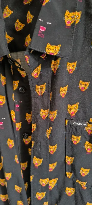 Camicia Volcom Uomo Fantasia Gatto Nera