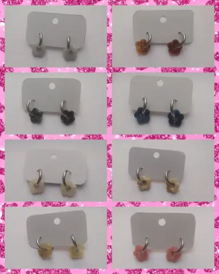 Pendientes aro acero flor