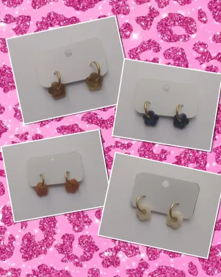 Pendientes aro acero flor