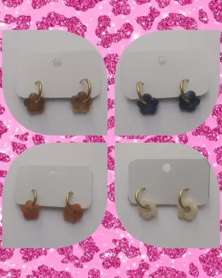 Pendientes aro acero flor