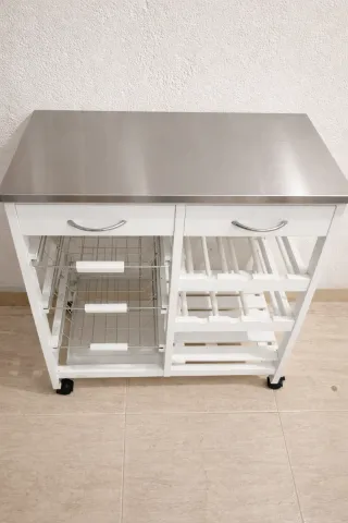 Carro Cocina Acero Inoxidable y Madera