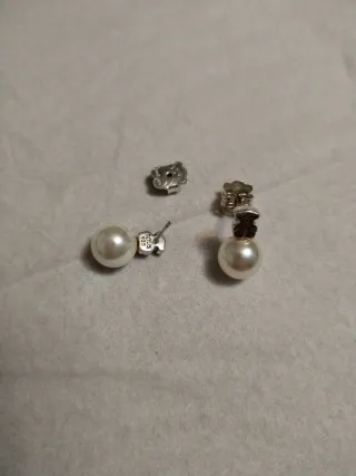 Pendientes Tous Oso Perla Plata