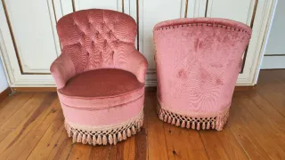 Coppia di poltrone classiche rosa salmone