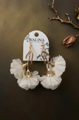 Pendientes flamenca WALINA dorados y blancos