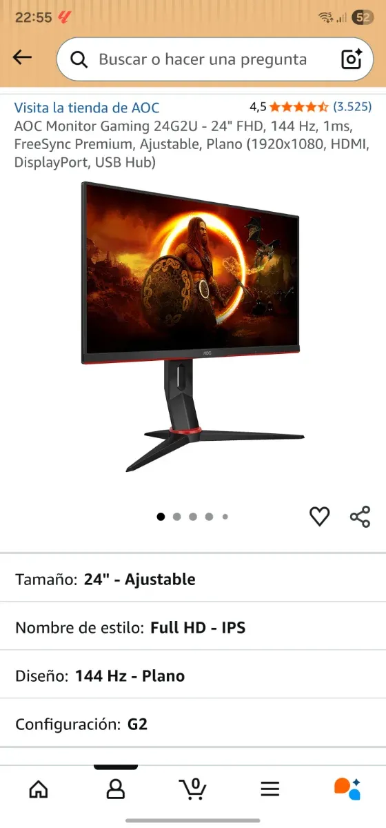 Monitor AOC 144 Hz IPS Negro afbeelding 3