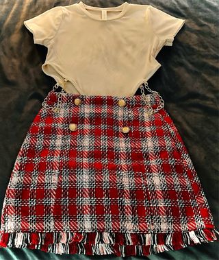 Falda mini cuadros rojos