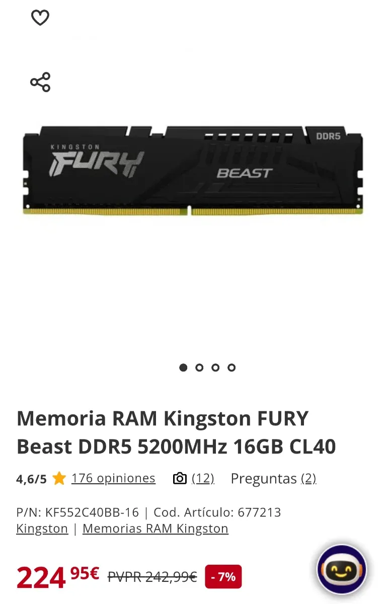 Kingston FURY Beast DDR5 32GB 5200MHz CL40