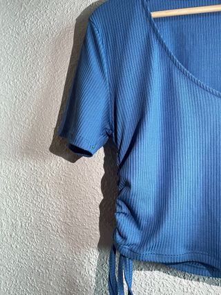 Crop top Inside manga corta azul M