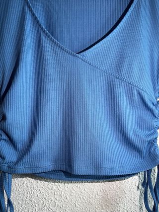 Crop top Inside manga corta azul M