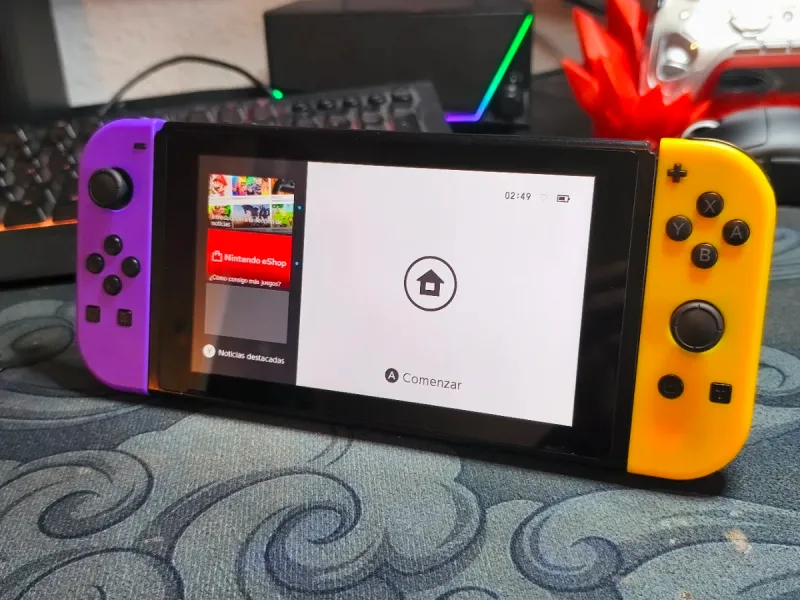 Nintendo Switch V2 2018 Morado/Amarillo + Dock+joy afbeelding 2