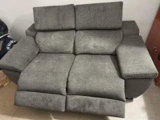Sofá eléctrico gris de tela