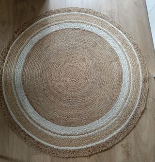 Alfombra redonda Yute Beige y Blanco