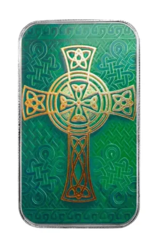 Moneda Cruz Celta Verde y Dorada