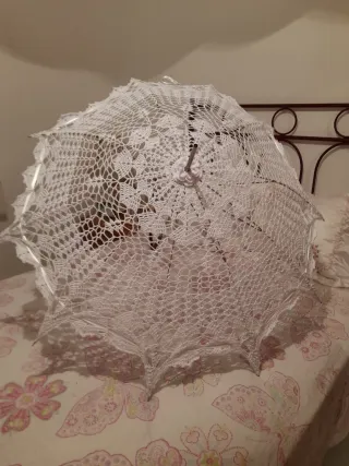 Sombrilla victoriana hecha a mano croché ganchillo