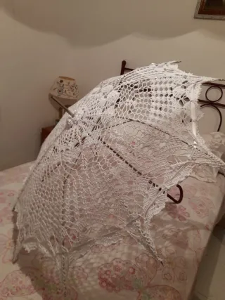 Sombrilla victoriana hecha a mano croché ganchillo