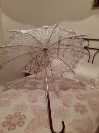 Sombrilla victoriana hecha a mano croché ganchillo